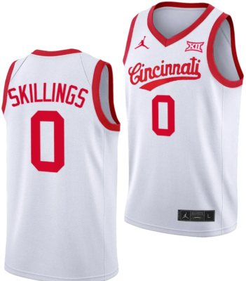 Daniel Skillings Jersey #0 Cincinnati Bearcats 70s Throwback Basketball White