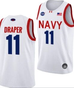 Donovan Draper Jersey #11 Navy Midshipmen NASA-Themed Basketball uniform 2023-24 White