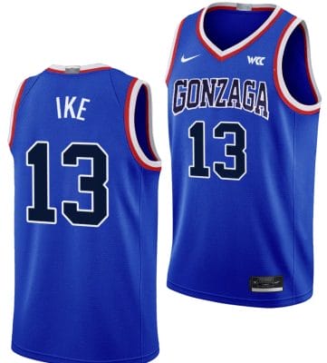 Graham Ike Jersey #13 Gonzaga Bulldogs Throwback Basketball uniform 2023-24 Blue