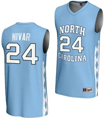 Indya Nivar Jersey #24 UNC Tar Heels Basketball Lightweight Blue