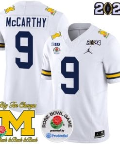 JJ McCarthy Jersey #9 Vapor Limited – 2024 College Football Bowl + Rose Bowl Patch White