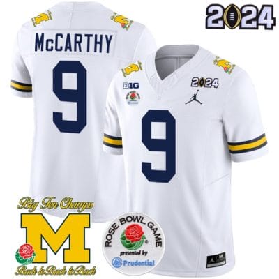 JJ McCarthy Jersey #9 Vapor Limited – 2024 College Football Bowl + Rose Bowl Patch White 8 JJ McCarthy Jersey #9 Vapor Limited – 2024 College Football Bowl + Rose Bowl Patch White