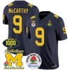 JJ McCarthy Jersey #9 Michigan Wolverines Vapor Stitched 1000 Wins Rose Bowl Patch Navy