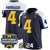 Jim Harbaugh Jersey #4 Michigan Wolverines Vapor Limited Football 2024 National Champions Patch Alternate