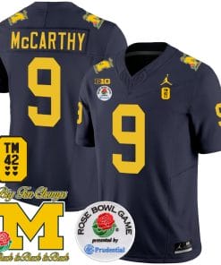 JJ McCarthy Jersey #9 Michigan Wolverines Vapor TM 42 Honor – Rose Bowl Patch Football Navy