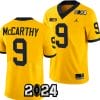JJ McCarthy Jersey #9 Michigan Wolverines 2024 Football National Championship Playoff Yellow 5 JJ McCarthy Jersey #9 Michigan Wolverines 2024 Football National Championship Playoff Yellow