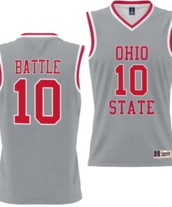 Jamison Battle Jersey #10 Ohio State Buckeyes College Basketball Lightweight Gray