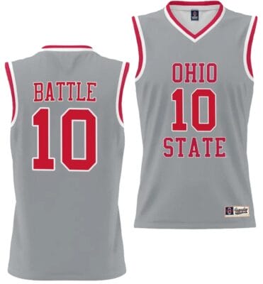 Jamison Battle Jersey #10 Ohio State Buckeyes College Basketball Lightweight Gray