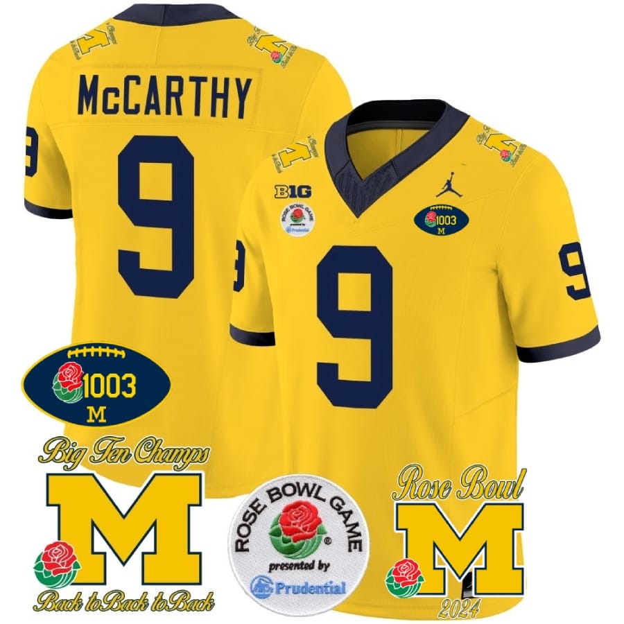 JJ McCarthy Jersey #2 Michigan Wolverines Vapor 1003 Wins Rose Bowl Patch Football Maize 1 JJ McCarthy Jersey #2 Michigan Wolverines Vapor 1003 Wins Rose Bowl Patch Football Maize