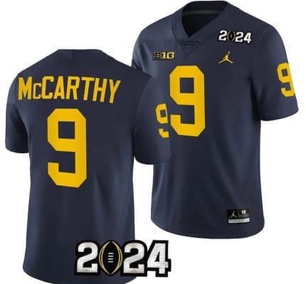 JJ McCarthy Jersey #9 Michigan Wolverines 2024 Football National Championship Playoff Navy