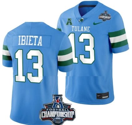 Justin Ibieta Jersey #13 Tulane Green Wave 2022 ACC Football Championship Blue
