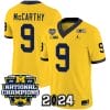 JJ McCarthy Jersey #9 Michigan Wolverines Vapor Limited Football 2024 National Champions Patch Maize