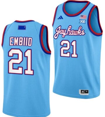 Joel Embiid Jersey #21 Kansas Jayhawks Basketball DRIP Alternate 2023-24 Baby Blue 8 Joel Embiid Jersey #21 Kansas Jayhawks Basketball DRIP Alternate 2023-24 Baby Blue