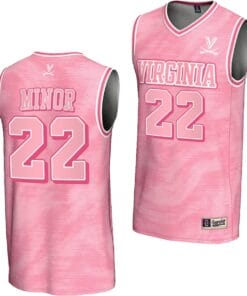 Jordan Minor Jersey #22 Virginia Cavaliers College Basketball Lightweight Pink