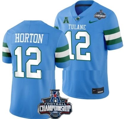 Kai Horton Jersey #12 Tulane Green Wave 2022 ACC Football Championship Blue
