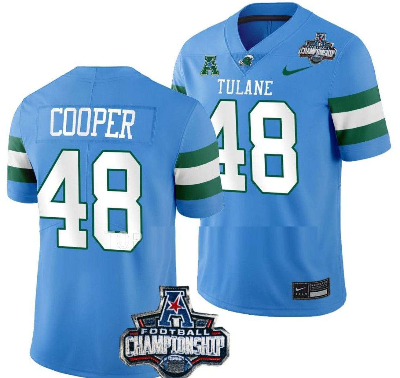Keith Cooper Jersey #48 Tulane Green Wave 2022 ACC Football Championship Blue 1 Keith Cooper Jersey #48 Tulane Green Wave 2022 ACC Football Championship Blue