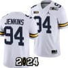 Kris Jenkins Jersey #94 Michigan Wolverines 2024 Football National Championship Playoff White
