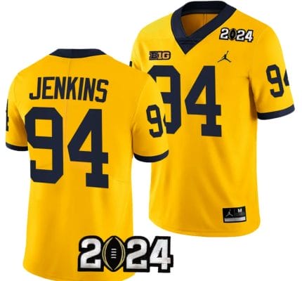 Kris Jenkins Jersey #94 Michigan Wolverines 2024 Football National Championship Playoff Yellow