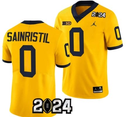 Mike Sainristil Jersey #0 Michigan Wolverines 2024 Football National Championship Playoff Yellow
