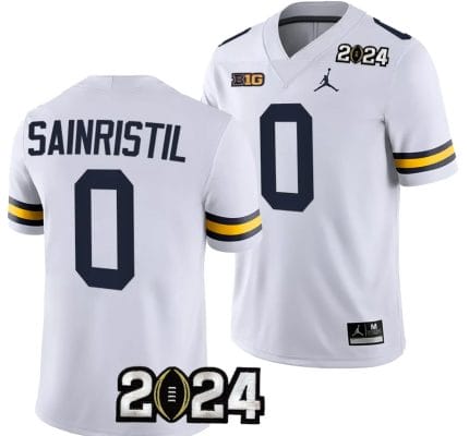 Mike Sainristil Jersey #0 Michigan Wolverines 2024 Football National Championship Playoff White