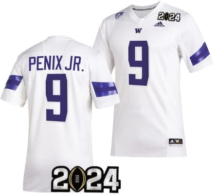 Michael Penix Jr Jersey #9 Washington Huskies 2024 College Football Playoff National Championship White