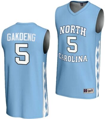 Maria Gakdeng Jersey #5 UNC Tar Heels Basketball Lightweight Blue