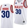 Mike Woods Jersey #30 Navy Midshipmen NASA-Themed Basketball uniform 2023-24 White