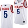Mitch Fischer Jersey #5 Navy Midshipmen NASA-Themed Basketball uniform 2023-24 White