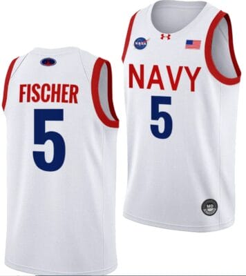 Mitch Fischer Jersey #5 Navy Midshipmen NASA-Themed Basketball uniform 2023-24 White