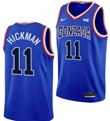 Nolan Hickman Jersey #11 Gonzaga Bulldogs Throwback Basketball uniform 2023-24 Blue