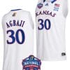 Ochai Agbaji Jersey #30 Kansas Jayhawks Basketball 2022 NCAA National Champions White