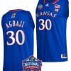 Ochai Agbaji Jersey #30 Kansas Jayhawks Basketball 2022 NCAA National Champions Royal