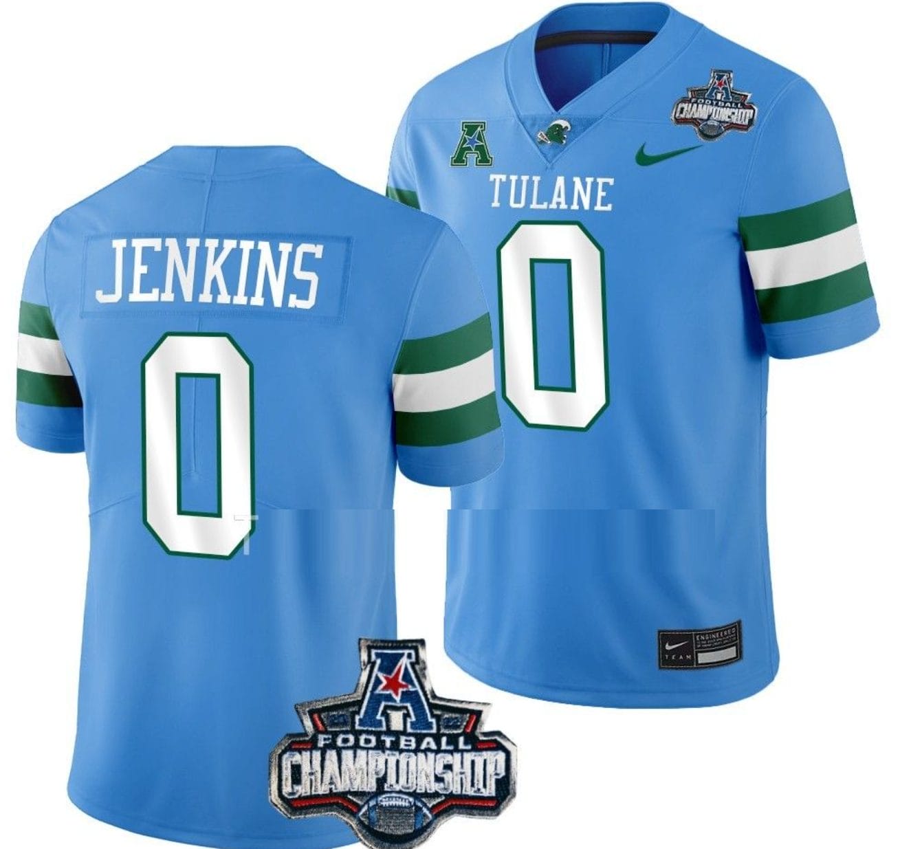 Patrick Jenkins Jersey #0 Tulane Green Wave 2022 ACC Football Championship Blue 1 Patrick Jenkins Jersey #0 Tulane Green Wave 2022 ACC Football Championship Blue