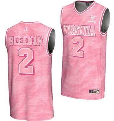 Reece Beekman Jersey #2 Virginia Cavaliers College Basketball Lightweight Pink