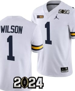 Roman Wilson Jersey #1 Michigan Wolverines 2024 Football National Championship Playoff White
