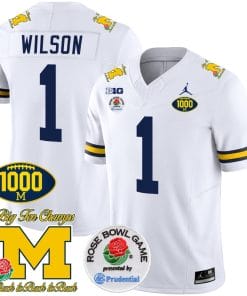Roman Wilson Jersey #1 Michigan Wolverines Vapor Stitched 1000 Wins Rose Bowl Patch White
