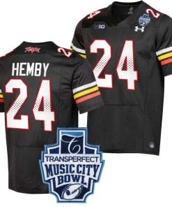 Roman Hemby Jersey #24 Maryland Terrapins 2023 Music City Bowl Patch Football Black