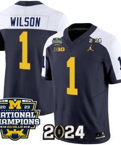 Roman Wilson Jersey #1 Michigan Wolverines Vapor Limited Football 2024 National Champions Patch Alternate