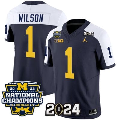 Roman Wilson Jersey #1 Michigan Wolverines Vapor Limited Football 2024 National Champions Patch Alternate 8 Roman Wilson Jersey #1 Michigan Wolverines Vapor Limited Football 2024 National Champions Patch Alternate
