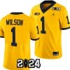 Roman Wilson Jersey #1 Michigan Wolverines 2024 Football National Championship Playoff Yellow