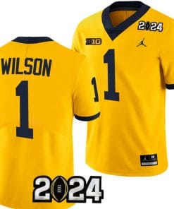 Roman Wilson Jersey #1 Michigan Wolverines 2024 Football National Championship Playoff Yellow