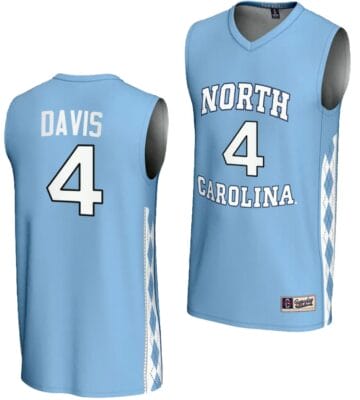 RJ Davis Jersey #4 UNC Tar Heels Basketball Lightweight Blue