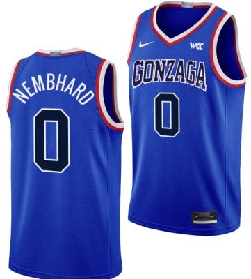 Ryan Nembhard Jersey #0 Gonzaga Bulldogs Throwback Basketball uniform 2023-24 Blue 8 Ryan Nembhard Jersey #0 Gonzaga Bulldogs Throwback Basketball uniform 2023-24 Blue