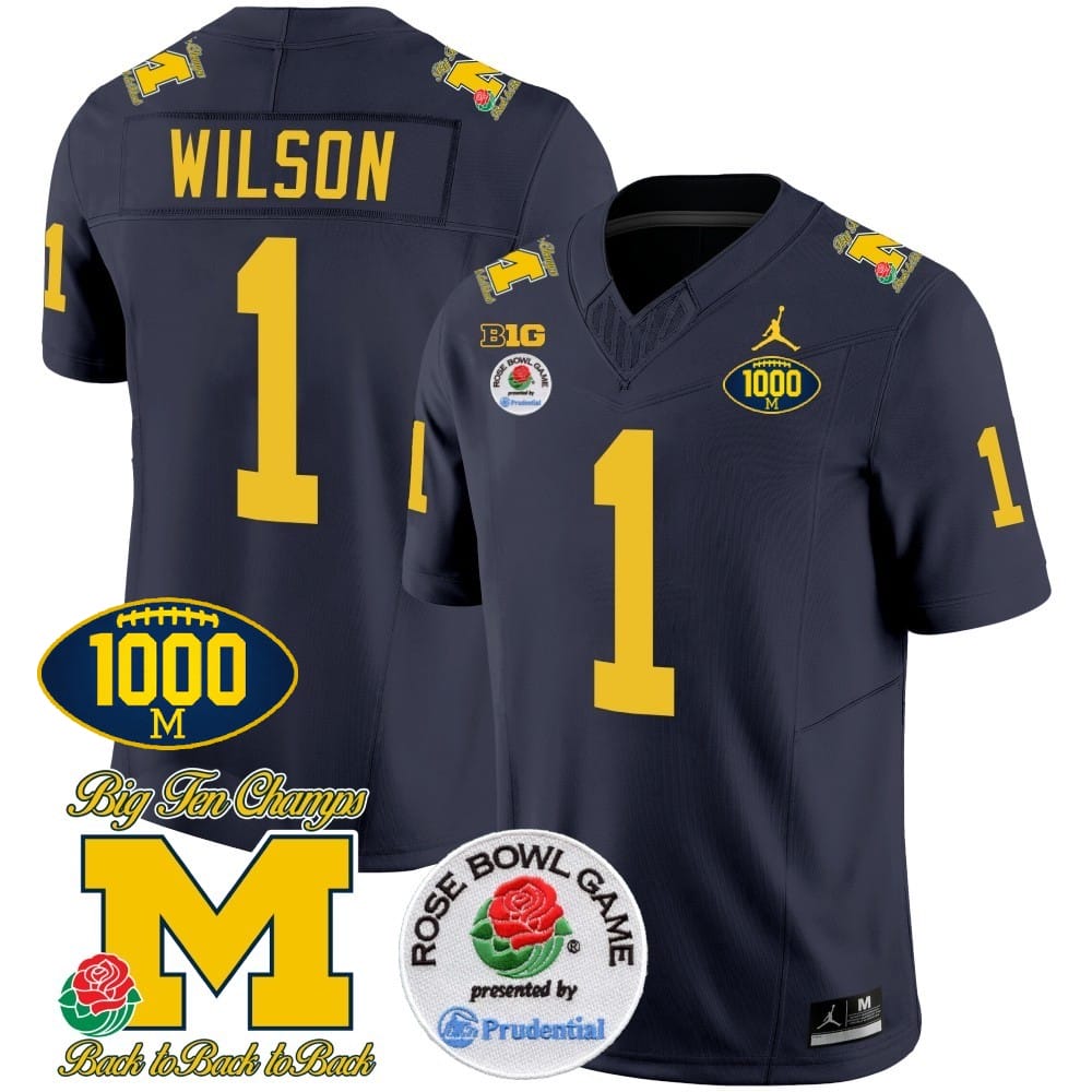 Roman Wilson Jersey #1 Michigan Wolverines Vapor Stitched 1000 Wins Rose Bowl Patch Navy 1 Roman Wilson Jersey #1 Michigan Wolverines Vapor Stitched 1000 Wins Rose Bowl Patch Navy