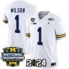 Roman Wilson Jersey #1 Michigan Wolverines Vapor Limited Football 2024 National Champions Patch White