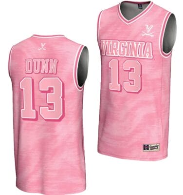 Ryan Dunn Jersey #13 Virginia Cavaliers College Basketball Lightweight Pink