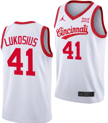Simas Lukosius Jersey #41 Cincinnati Bearcats 70s Throwback Basketball White