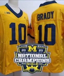 Tom Brady Jersey #12 Michigan Wolverines Football 2023 National Champions Patch Yellow