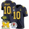 Tom Brady Jersey #10 Michigan Wolverines Vapor Stitched 1000 Wins Rose Bowl Patch Navy