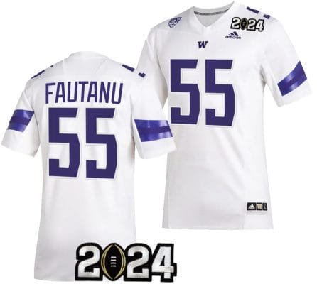 Troy Fautanu Jersey #55 Washington Huskies 2024 College Football Playoff National Championship White 8 Troy Fautanu Jersey #55 Washington Huskies 2024 College Football Playoff National Championship White